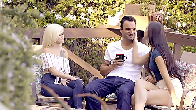 Luscious babe Kiara Cole and her girlfriend are fucked by horny boyfriend