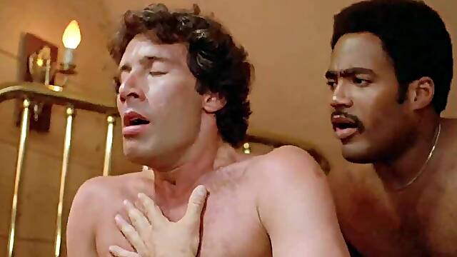 Juicy tight retro bisexual milf satisfies two hairy dicks at the same time