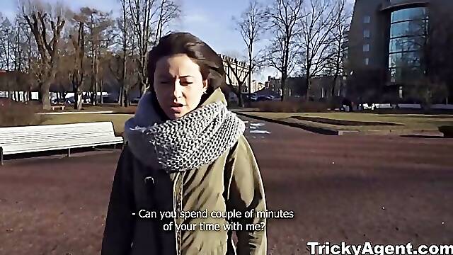 Shy brunette cutie fucks like a slut