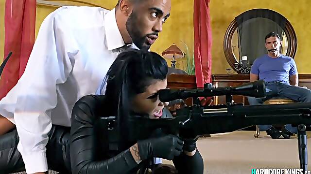 Raunchy sniperist had intercourse in group fucking