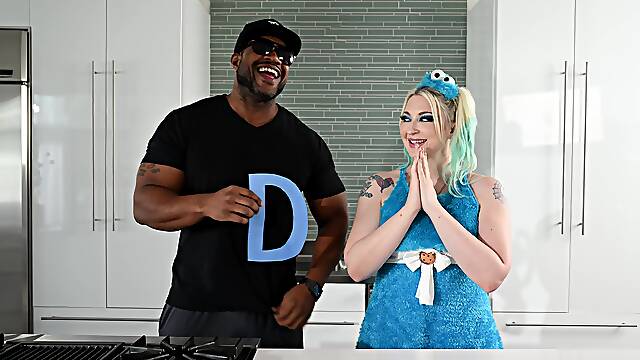 Black man with a hard cock fucks dirty white slut Leya Falcon
