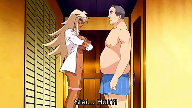 Old man hentai and pretty woman neighbor with big breasts