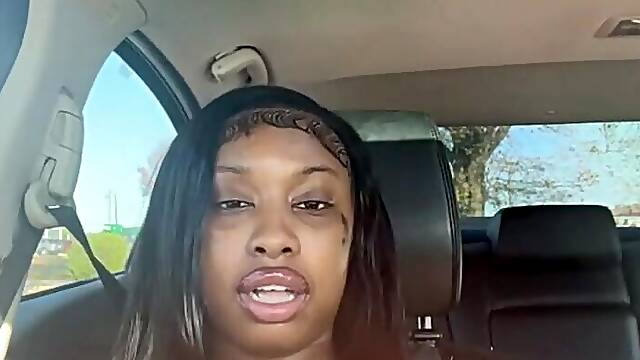 Marvelous titty black shows off large MELONS in car Insta@pinkyy