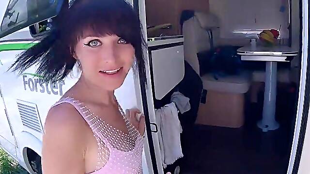 Festival Gal Screwed Hard in Campervan!!! Double CUM to Biggest Squirting Cunt