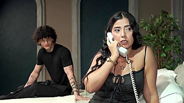 Stepson fulfills his dream after the hotel makes a mistake and that guy ends up sharing a couch with his stepmother