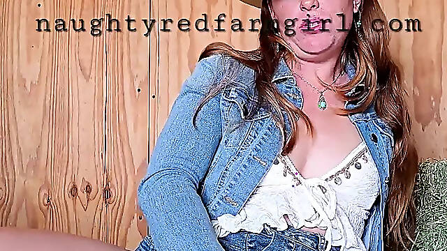 Redhead Bangs Herself Like Avid All Over the Farm