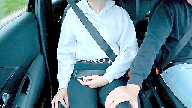 After the driving lesson, things got super-hot inwards the car