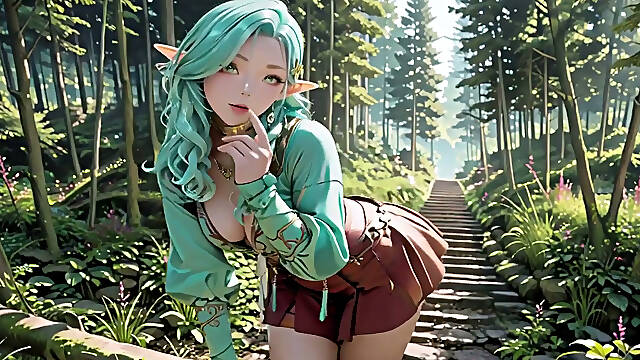 Forest Fantasy! Green-haired Mage &amp; Blue Elf in a Private Walk