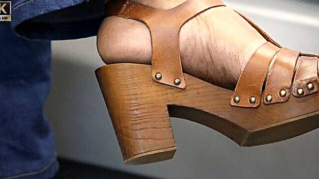 Feet and sandals shoe fetish close-up admiration