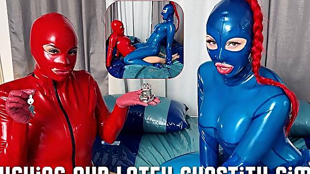 Cucking Our Latex Chastity Gimp POV: Latex Lesbian Cuckold Strap-On Ft Miss Roper & Miss Fetilicious
