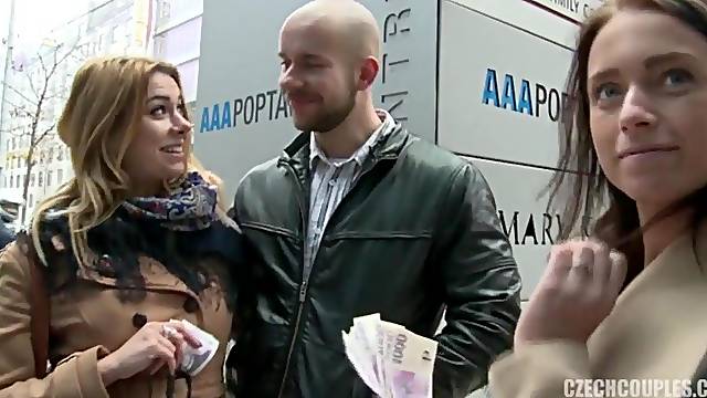 Slovak couple fucks on the stairs for money