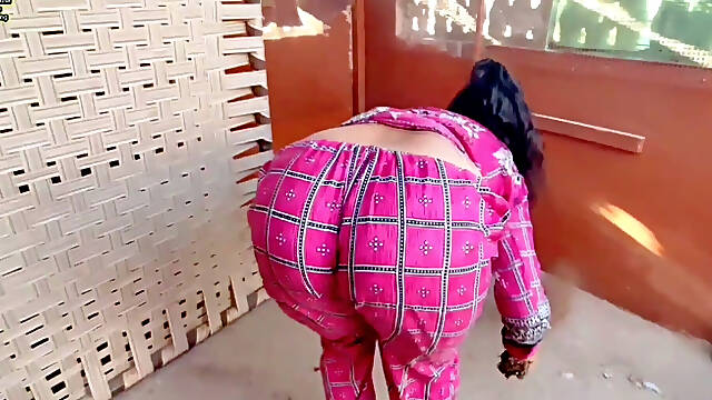 Indian Girl Cleaning Floor