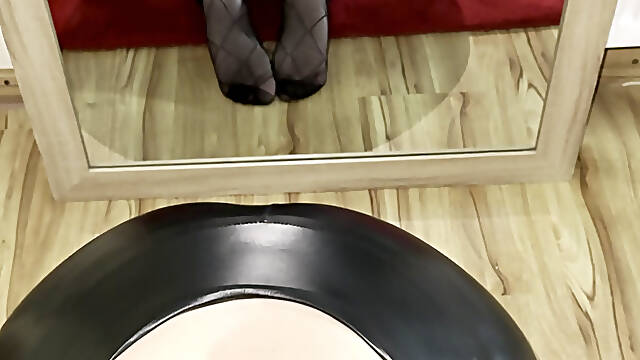 Naughty Student Girl Sucks the Professor and Begs Him to Cum on Her Leather Pants