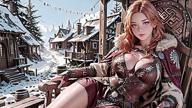 Le voyage épique de la reine rousse ! Une beauté froide dans le hall gothique, un guerrier paresseux sous une lourde armure ?
